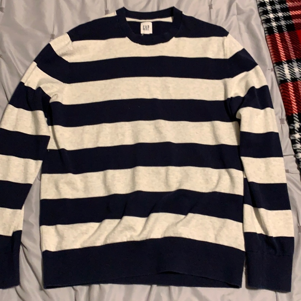 Blue and white striped Gap sweatshirt